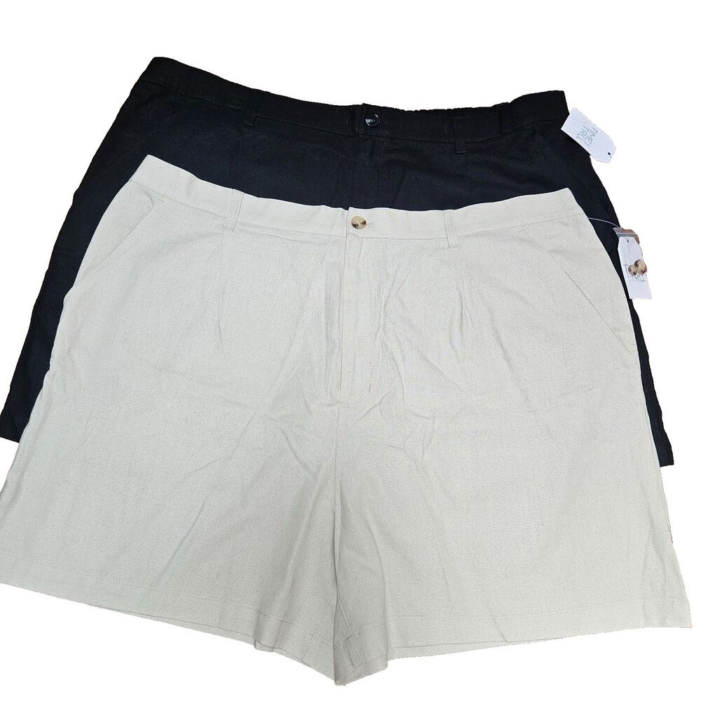 Time and Tru High Waist Shorts - Beige and Black
